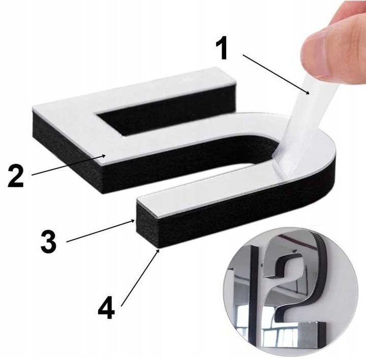 NOWY duży zegar ścienny 3D DIY cichy czarny połysk  do salonu loft XL