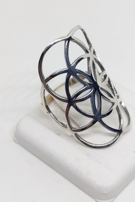 Pierścionek 925 świta geometria, nasiono życia