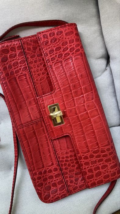 Сумка клатч  кроссбоди оригинал первая линия Max Mara кожа принт кроко
