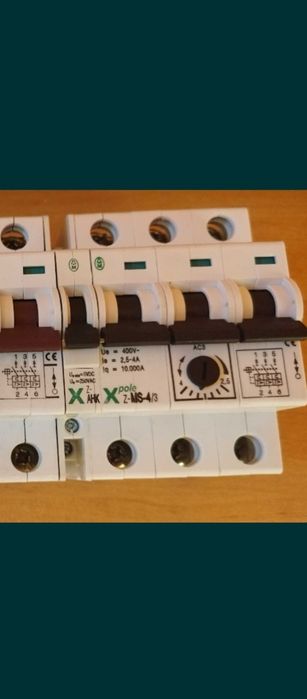 3 wyłączniki nadpradowe - F&G - MS 7/4 -2,5-4A i B-16 -F