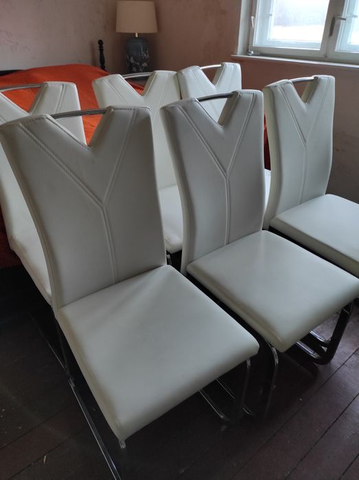 Skórzane białe w komplecie 6 sztuk