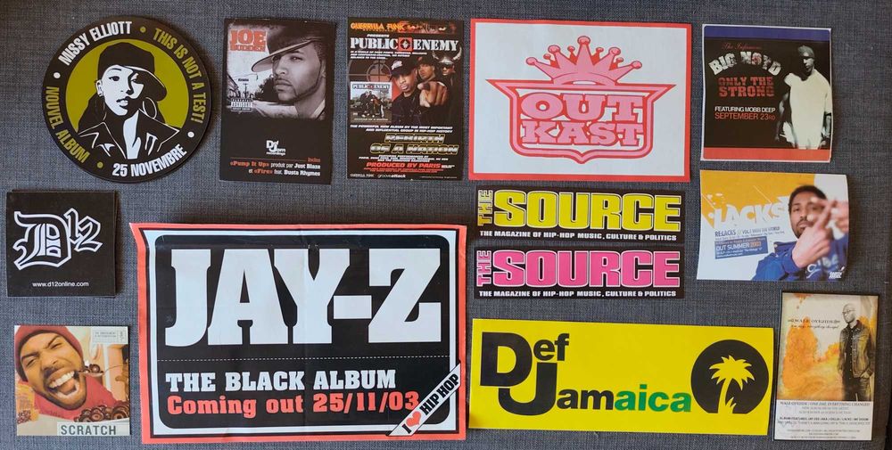 Coleção de autocolantes promocionais de hip-hop, Chullage, J-Cap, TWA, Dj Kronic, Jay Z, Missy, D12, Rohff, Akhenaton