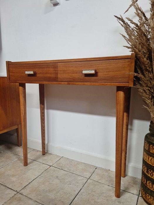 Konsola, małe biurko tekowe, skandynawski design,Szwecja lata 60,mid-c
