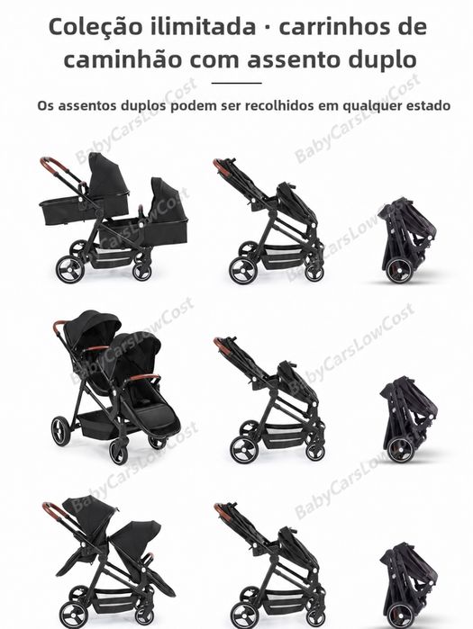 **Carrinho Bebé GÉMEOS * NOVOS * Trio Completo * 3 Cores Disponiveis  * OPORTUNIDADE **