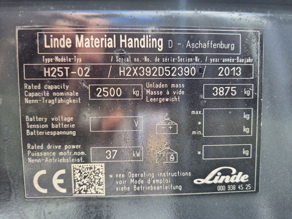 Wózek widłowy LINDE H25T, triplex, przesuw, GAZ
