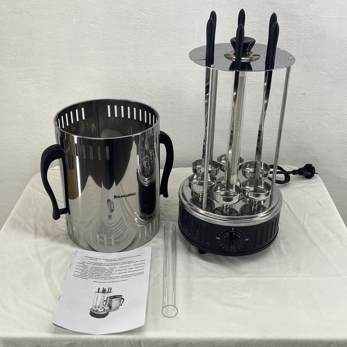 Электрошашлычница Помощница на 6 шампуров с таймером. Новая