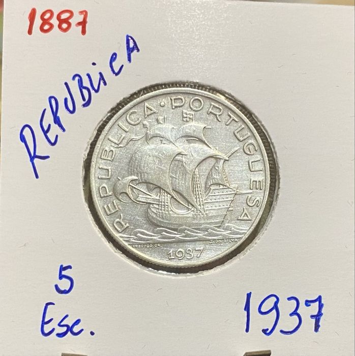 Moeda 1887 - 5$00 Escudos 1937