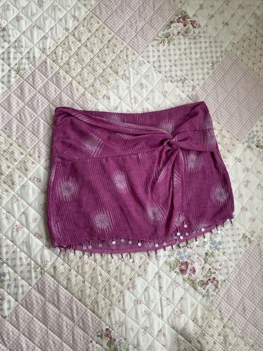 Fioletowa krótka spódniczka ze zdobieniami XL 42 pull&bear plażowa