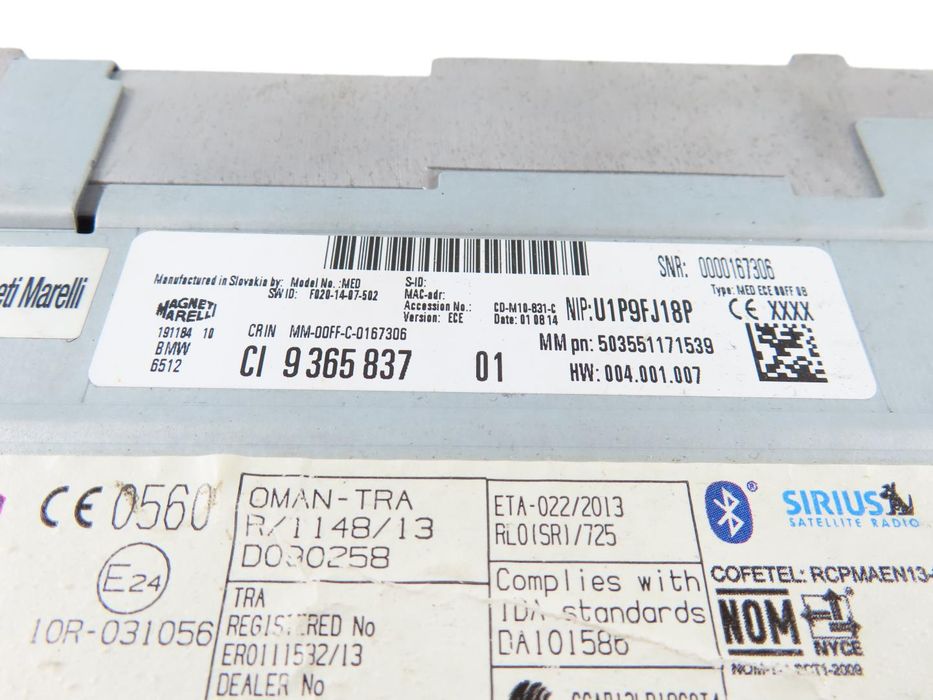 Rádio Profissional Bmw 1 Ref: 65129874331/9365837 2009 - 2026