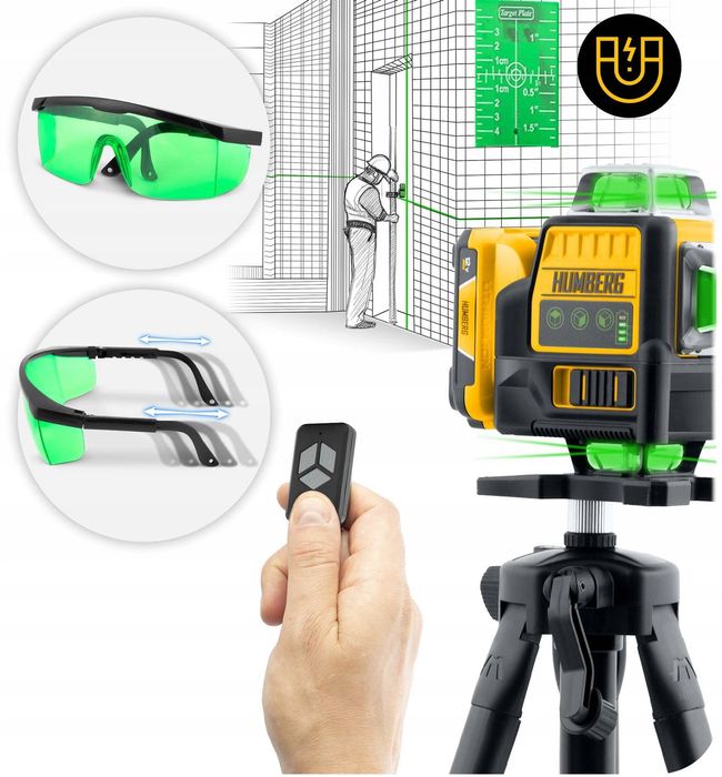 Poziomica Laserowa Laser Krzyżowy 4d Samopoziomujący 50m Zestaw Okazja