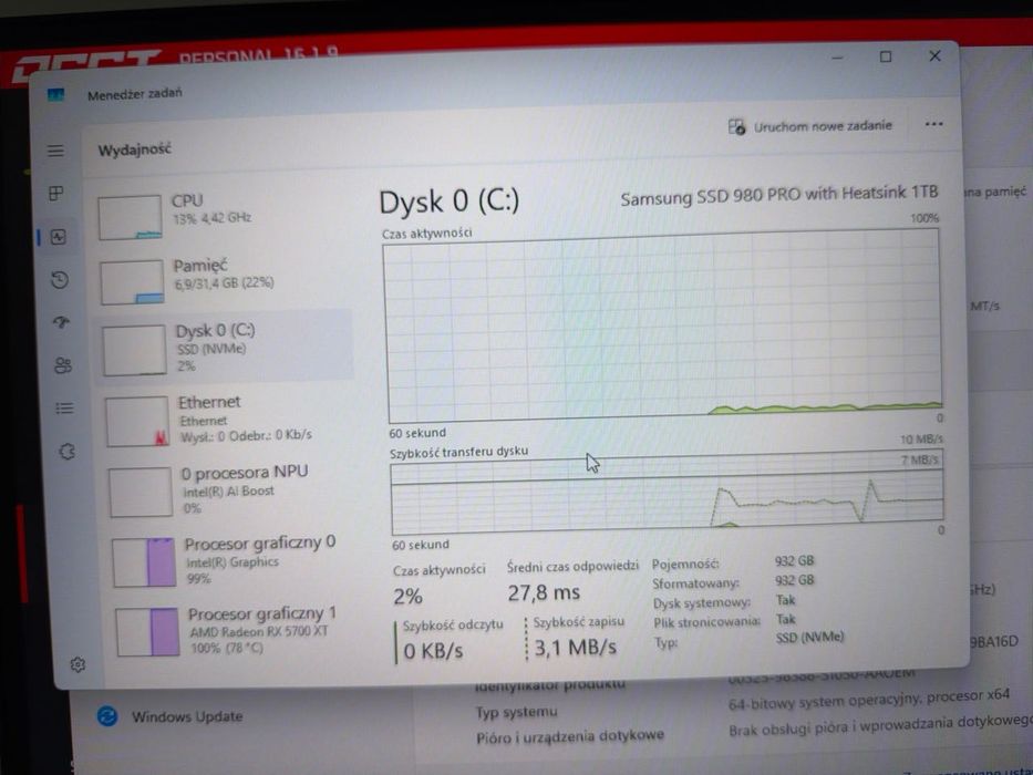 Komputer PC + monitor 34” iiyama + Logitech G915 + MX Master 3S