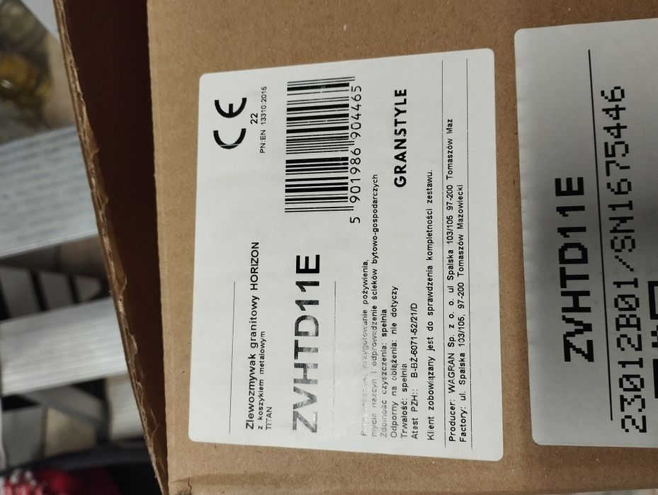 Zlewozmywak Horizon Titan z koszykiem granitowy granstyle jednokomorow