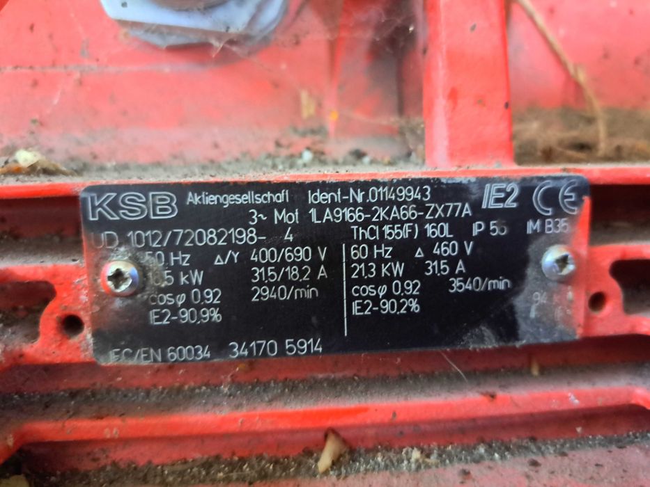 Silnik 3f KSB 1LA9166-2KA66-ZX77A 18,5/21,3 kW