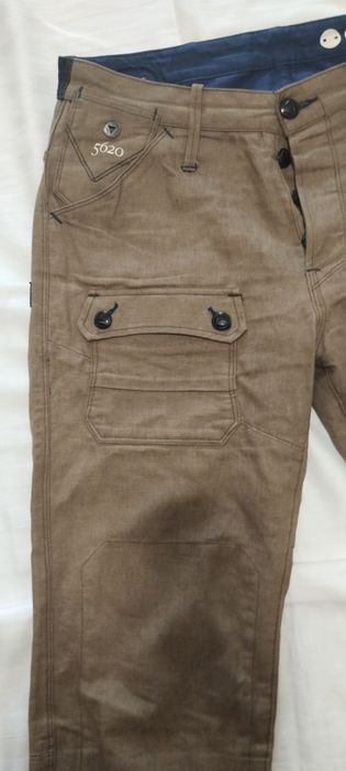 Spodnie G-Star Raw Comic 5620 Tapered- beżowe  Len z Bawełna Dziwny ko