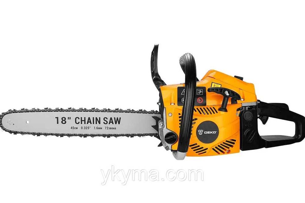 Бензинова ланцюгова пила DEKO (52 куб.см, шина 18", 8500 об/хв)