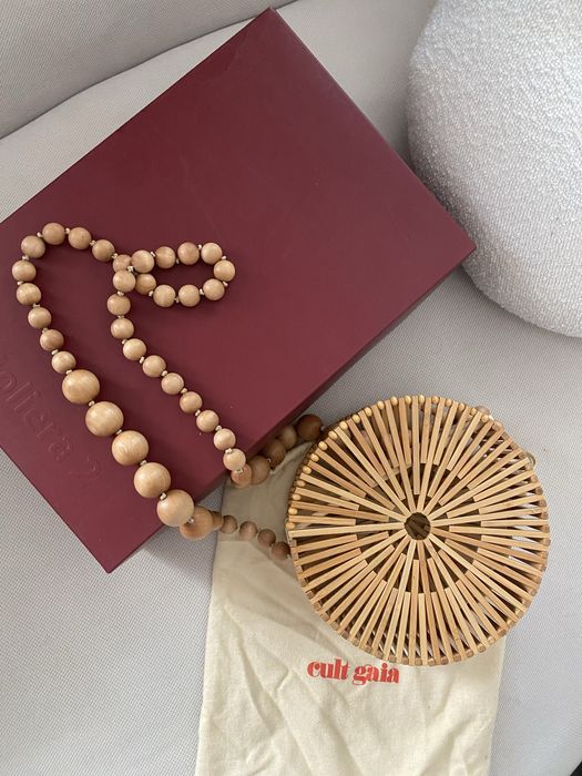 Cult Gaia drewniana torebka kultowa na długim łańcuszku Moliera 2