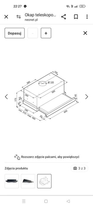Okap teleskopowy VDB FL 6 Black