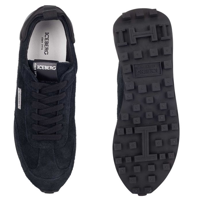ICEBERG skórzane męskie sneakersy NOWOŚĆ BLACK LOOP