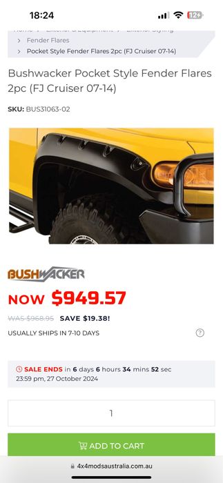 FJ Cruiser Toyota расширители арок USA оригинал BushWacker