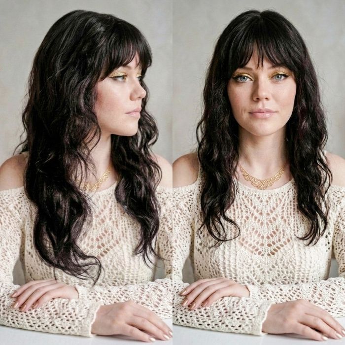 Натуральна перука 55см 100%натуральне волосся/Парик с челкой 100%волос