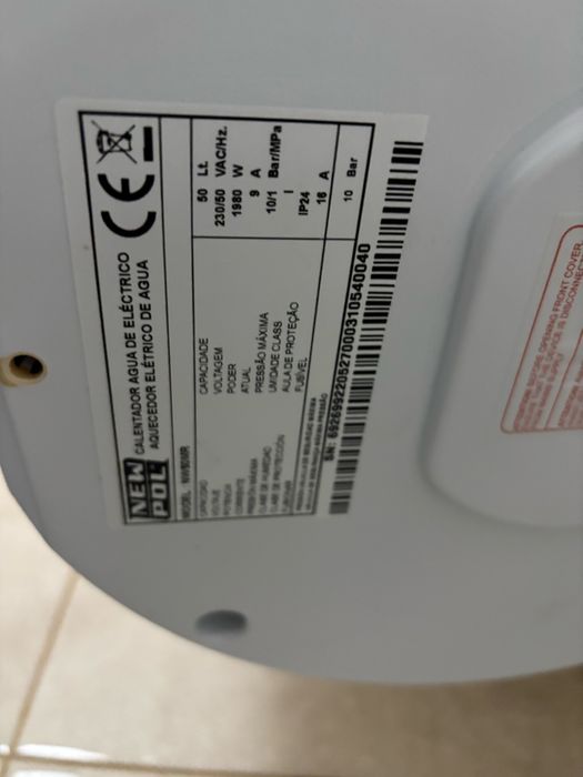 Termoacumulador New Pol 50L – Apenas 2 Anos (Oportunidade)