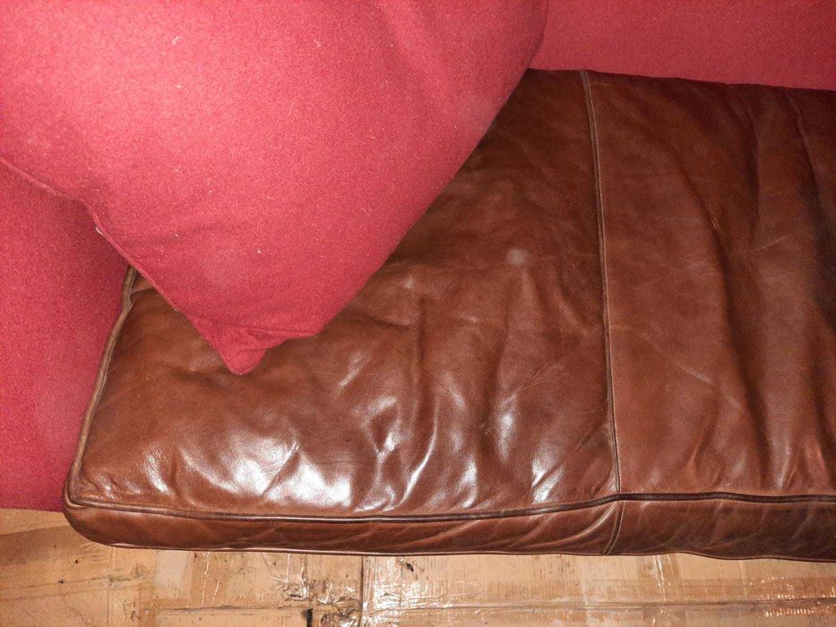 Диван шкіра і тканина / кожа, ткань / Ralph Lauren червоний велюр