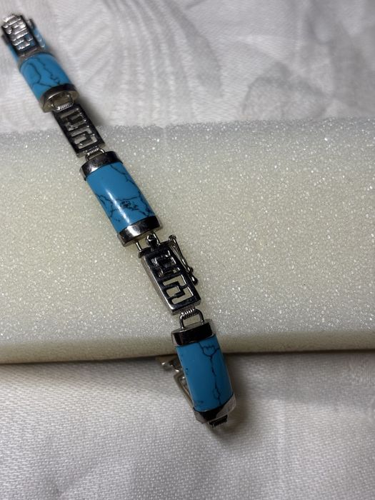 Срібний браслет з пластинами бірюзи
