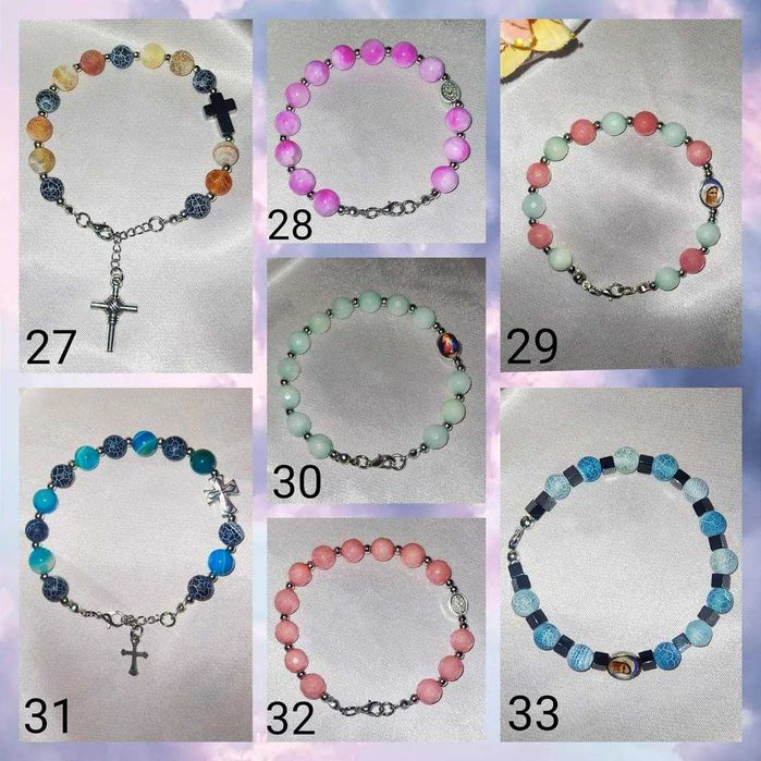 Różaniec na rękę z kamieni,bransoletka, prezent święta,komunia,dziesią