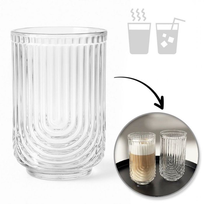 Szklanka ryflowana wysoka 420 ml grube szkło do napojów i kawy