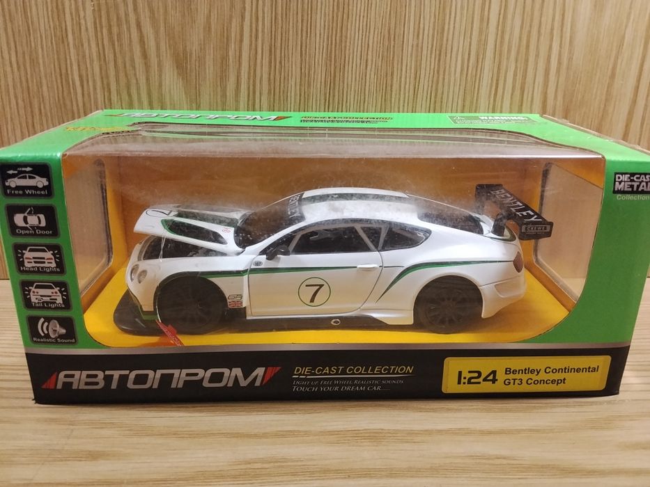 Модель Bentley continental Gt3 Concept 1:24 Автопром металл свет звук