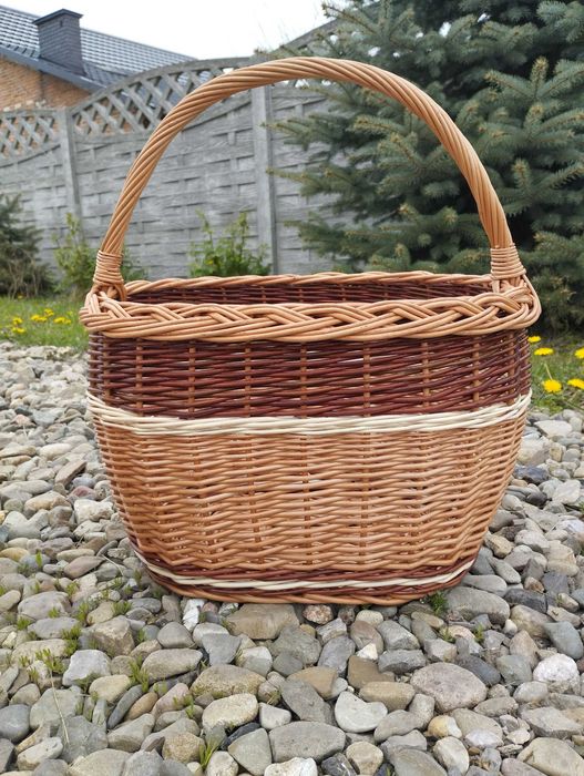 Duży kosz wiklinowy na zakupy grzyby koszyk prezentowy piknikowy