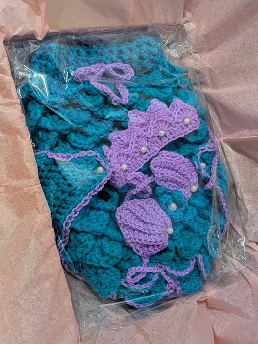 Szydełkowy Strój Syrenki dla Noworodka 0-3 miesięcy