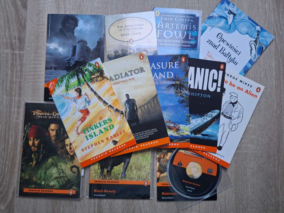 12 książek po angielsku w tym Penguin Readers plus płyty CD