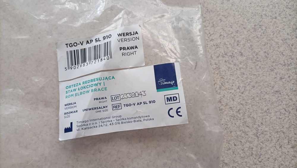 Orteza łokciowa używana