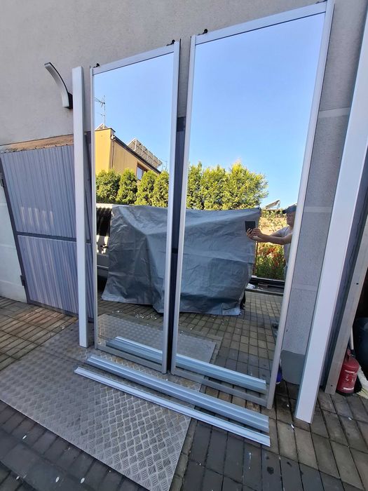 Drzwi 2 lustra szafa przesuwna KOMPL./ LUB Szafa przesuw brązowa 4szt