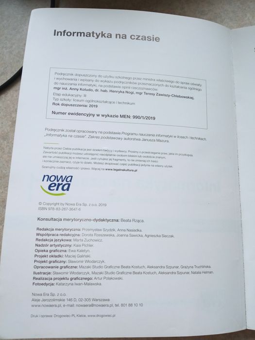 Informatyka na czasie 1, Nowa era 2019 rok