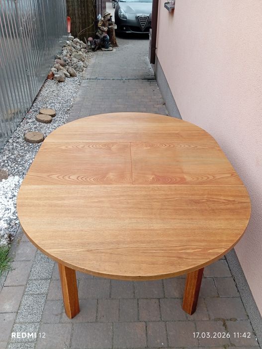 Stół okrągły rozkładany PRL Transport