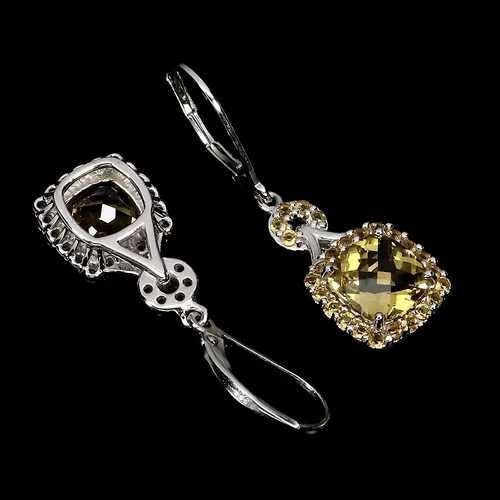 Серебряные серьги с цитрином и сапфирами