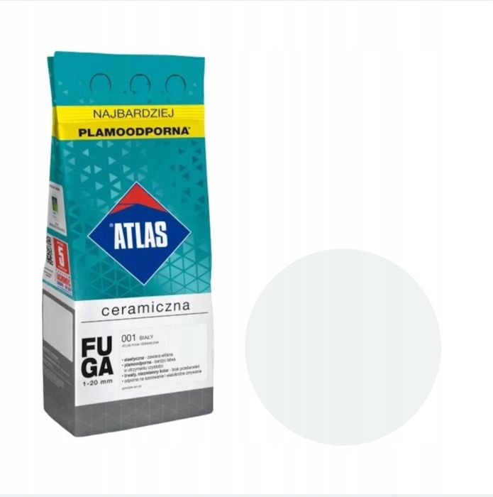 Nowa ATLAS Fuga ceramiczna 1-20mm 001 BIAŁA BIAŁY 2kg