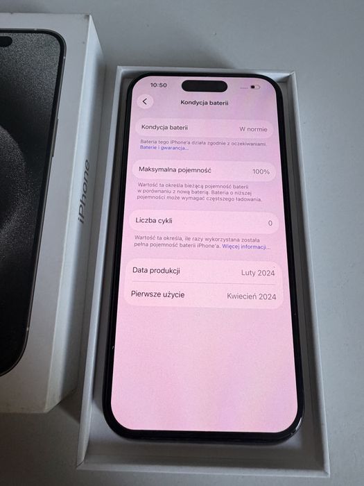 @ # Bateria 100% iPhone 15 Pro 256gb Black Titanium Idealny
