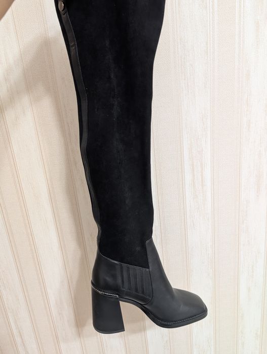 Сапоги ботфорты   низ натуральная кожа