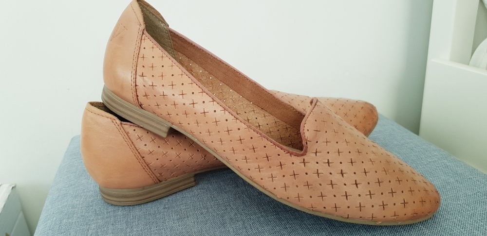 Venturini loafersy ze skóry naturalnej, camelowe