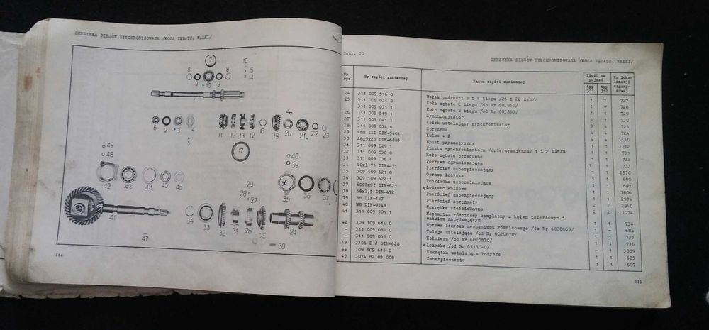 Wartburg 311 312 oryginalny katalog części j.polski