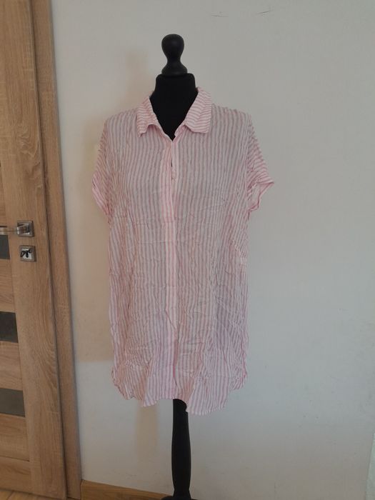 Koszula luźna w paski różowa biała 3xL 4 XL
