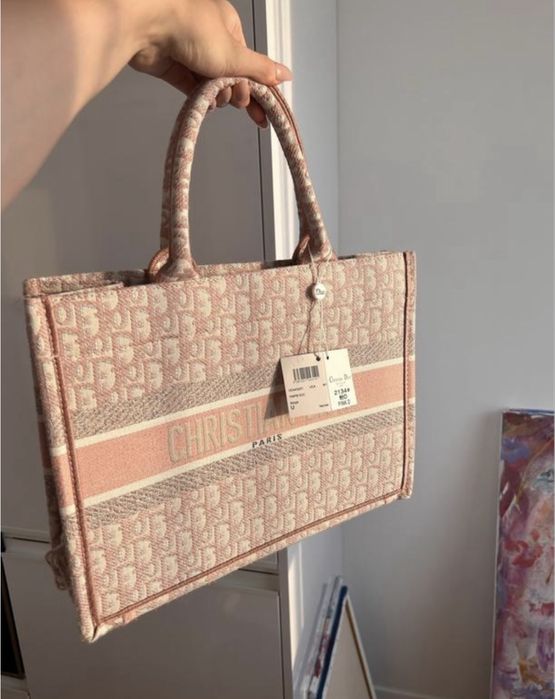 Пляжна рожева сумка діор dior розовая пляжная