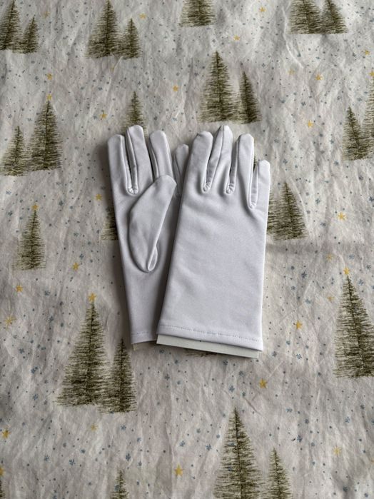 Białe rękawiczki komunijne dziewczęce rozmiar uniwersalny