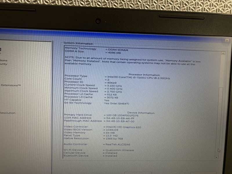 Dell Latitude 3380 i5-7200U laptop