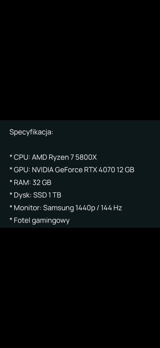 Komputer Gamingowy ( RTX 4070 12 GB )