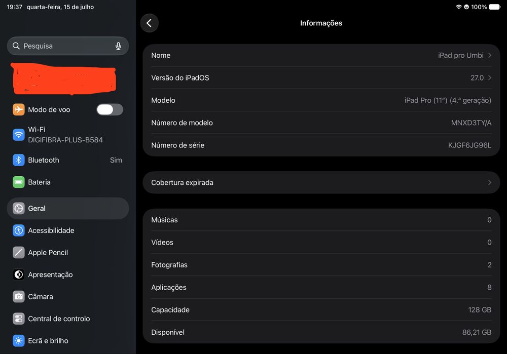 Pad Pro de 11 polegadas (4.ª geração / modelo de 2022)