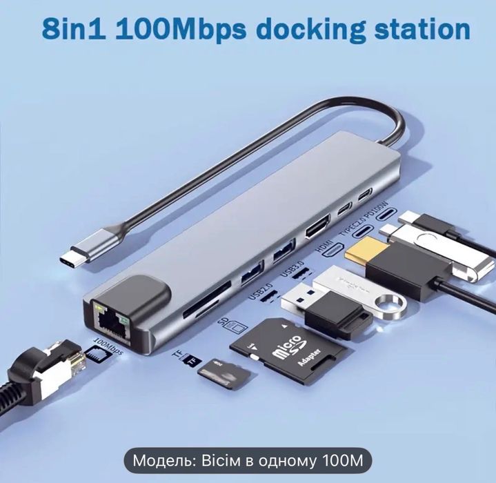 8-в-1 USB-C док-станція